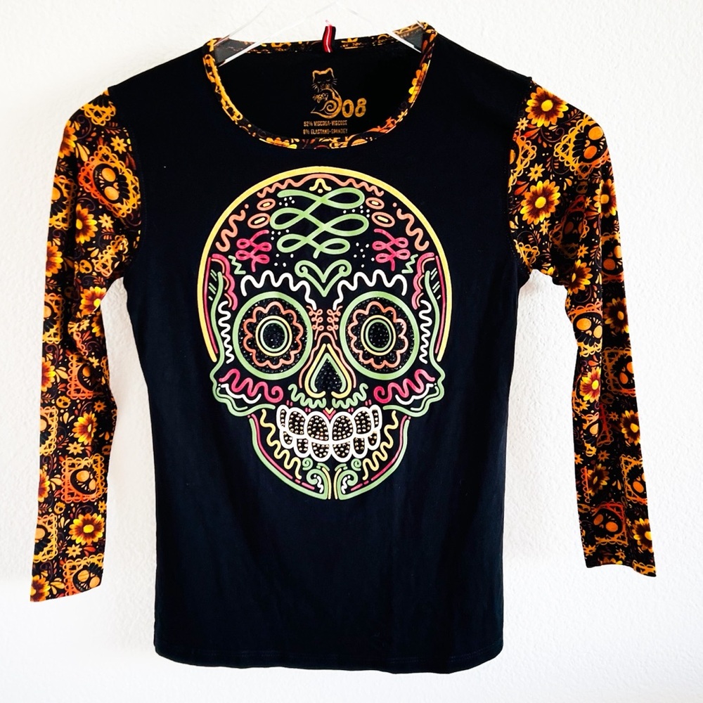 Ay Guey! Skull Dia Muertos Rhinestone Shirt
